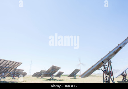 Solar panels in rural landscape Stock Photo