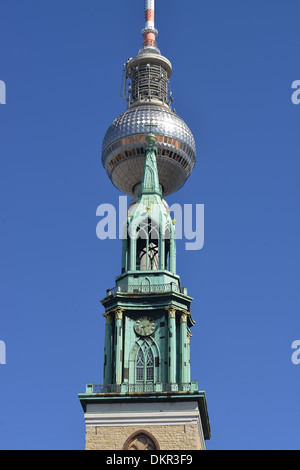 Fernsehturm, Marienkirche, Karl-Liebknecht-Strasse, Mitte, Berlin, Deutschland Stock Photo