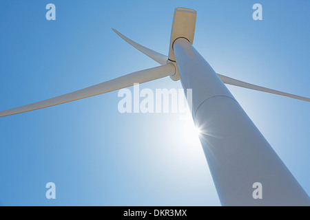 Low angle view of wind turbine Stock Photo