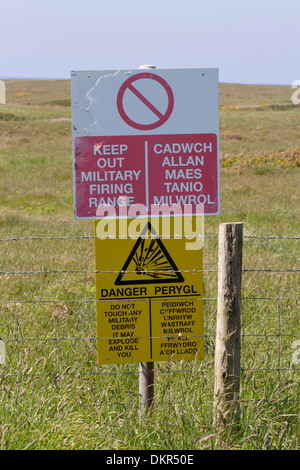 Keep Out Military Firing Range warning sign on MOD army training land ...