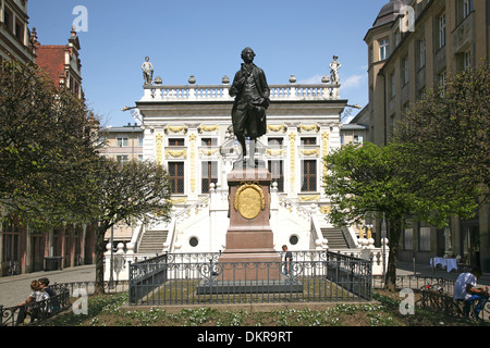 Leipzig Sachsen Naschmarkt Alte Börse old Stock Exchange Goethe monument Stock Photo