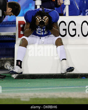 Nov. 28, 2009 - Lexington, Kentucky, USA - Kentucky's Winston Guy hung his head on the sidelines as  Tennessee defeated Kentucky 30-24 on Saturday November 28, 2009 in Cancun, Mexico. Photo by Mark Cornelison | Staff. (Credit Image: © Lexington Herald-Leader/ZUMApress.com) Stock Photo