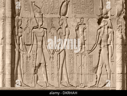 ancient relief at Chnum temple in Egypt in sunny ambiance Stock Photo