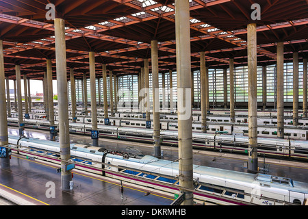 Atocha, Madrid, Railway, architecture, big, city, new, platform, Spain, Europe, station, tall, tracks, train Stock Photo
