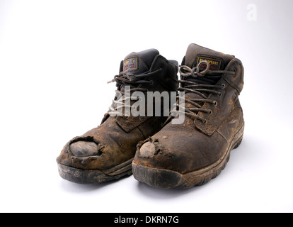 Old Working Steel Toecap Boots Stock Photo