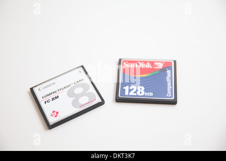8mb and 128mb compact flash memory cards Stock Photo