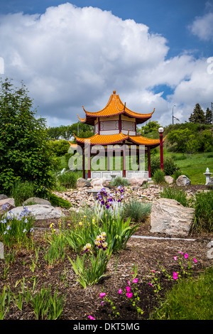 The Chinese Garden at Louise McKinney Riverside Park in Edmonton, Alberta, Canada. Stock Photo