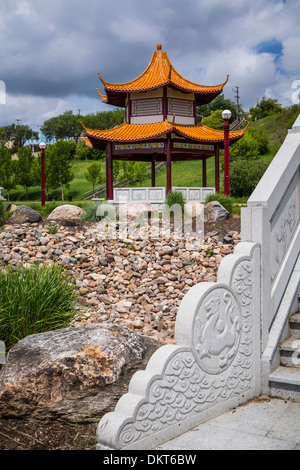 The Chinese Garden at Louise McKinney Riverside Park in Edmonton, Alberta, Canada. Stock Photo