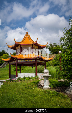 The Chinese Garden at Louise McKinney Riverside Park in Edmonton, Alberta, Canada. Stock Photo