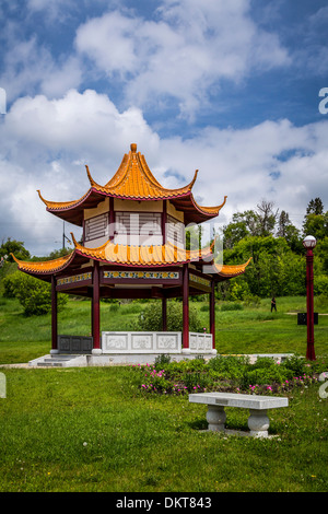 The Chinese Garden at Louise McKinney Riverside Park in Edmonton, Alberta, Canada. Stock Photo