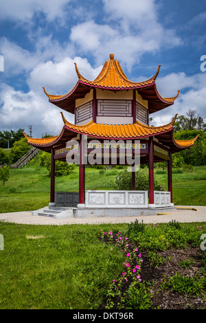 The Chinese Garden at Louise McKinney Riverside Park in Edmonton, Alberta, Canada. Stock Photo