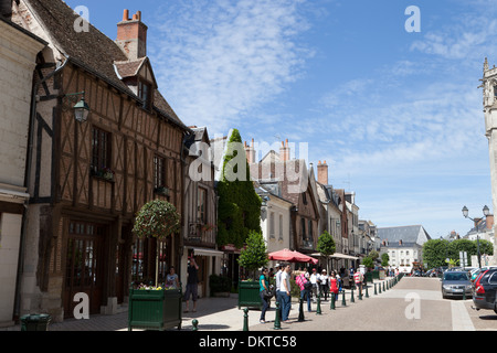 Amboise, France, in summertime. Tourists in the restaurant part of town. Stock Photo