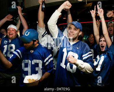 Feb. 07, 2010 - Ft Lauderdale, FL - Florida, USA - United States - fl-super-bowls-bars-0208a  (L R)( all from Indiana)  Colts fans Chris Marcum, Tim Hawkins and Jenna Czarnecki were pummped up and ready to see the Colts win another superbowl as the watched the game at Cafe Iguana in Pembroke  Pines.  Photo/Michael Francis McElroy, for the South Floirda Sun-Sentinel (Credit Image: © Stock Photo