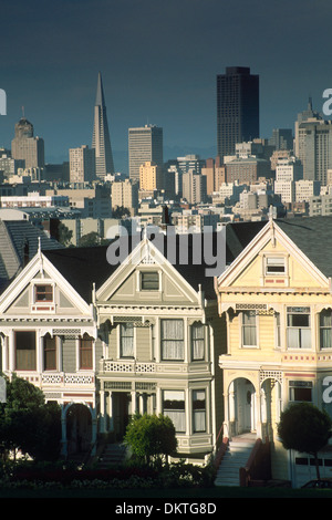 The Seven Painted Ladies, row of Victorian-era houses near Alamo Square, San Francisco, California Stock Photo