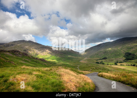 Hardknott Pass, a dramatic road through the mountains, the Lake District National Park, Cumbria, England. Stock Photo