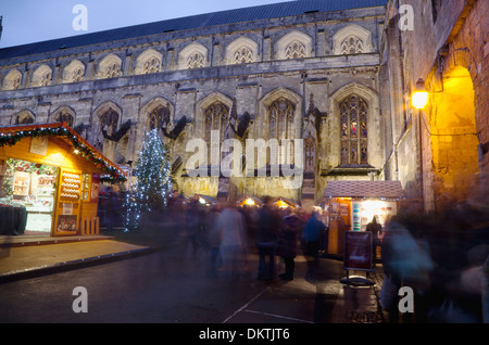 England, Hampshire, Winchester, Christmas market in the grounds of the Cathedral. Stock Photo