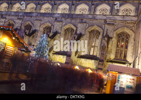 England, Hampshire, Winchester, Christmas market in the grounds of the Cathedral. Stock Photo