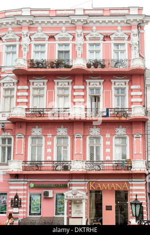 Pink building on Pushkinskaya street in Odessa, Ukraine. Stock Photo
