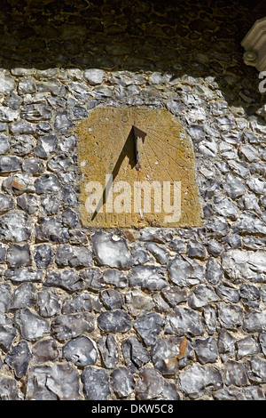 Sundial on Church of St Mary. Marlston, Hermitage, Newbury, Berks Stock Photo