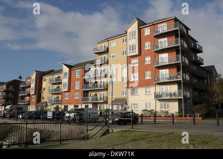 Modern Flats Apartments at Barry Docks waterfront housing development, Wales UK Stock Photo