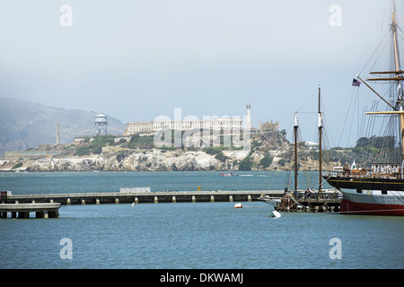 Famous Alcatraz Island Located in the San Francisco Bay. Alcatraz Abandoned Prison. California, USA Stock Photo