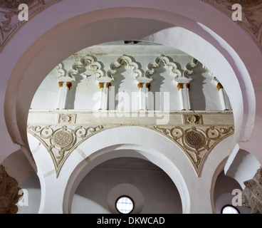 TOLEDO - MARCH 8: Mudejar archs from Synagogue Santa Maria la Blanca. Stock Photo