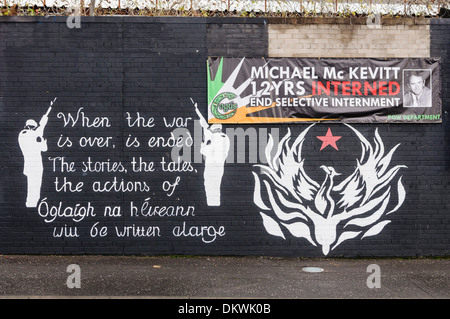 Mural at the International Peace Wall, Belfast for the Irish republican group Oglaigh na hEireann Stock Photo