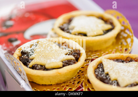 Closeup of home-made Christmas mince pies Stock Photo