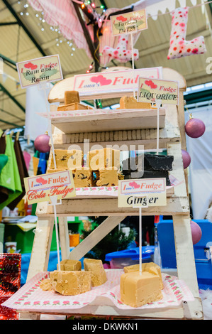 Fudge on a stand at a market stall Stock Photo