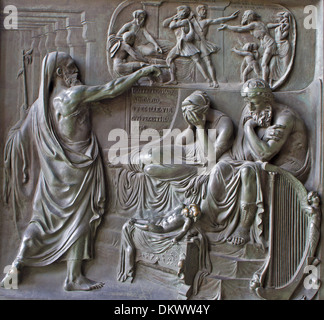 PARIS, APRIL 11: Relief from Madeleine church - prophet Nathan and king David - old testament scene from year 1837 Stock Photo
