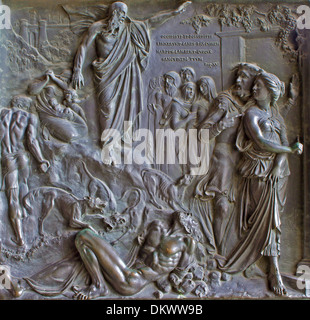 PARIS, APRIL 11: Relief from Madeleine church - prophet and king Ahab - old testament scene Stock Photo