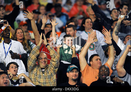 Jan. 31, 2010 - Miami, FL - Florida, USA - United States - (transmit)  FL-Pro-Bowl-0201t --   Football fans celebrate being at the 2010 Pro Bowl at Sun Life Stadium, Sunday, January 31, 2010.  Jim Rassol, Sun Sentinel (Credit Image: © Sun-Sentinel/ZUMApress.com) Stock Photo
