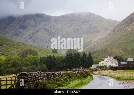 Rainy road in Wastwater in England's Lake District Stock Photo