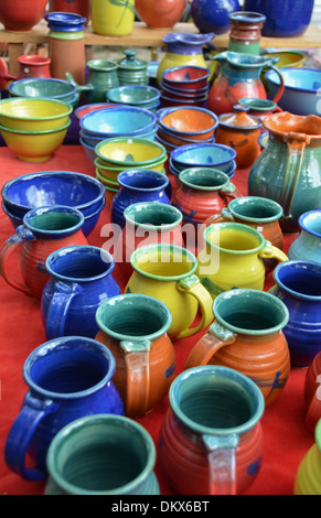 Colorful hand-made pottery Stock Photo