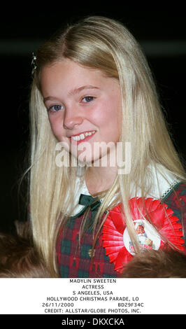 Nov. 26, 2000 - HOLLYWOOD CHRISTMAS PARADE, LO - MADYLIN SWEETEN.ACTRESS.S ANGELES, USA.HOLLYWOOD CHRISTMAS PARADE, LO.26/11/2000.BD29F34C.CREDIT:(Credit Image: © Globe Photos/ZUMAPRESS.com) Stock Photo