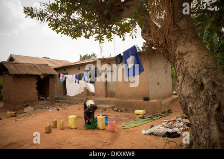 Exterior family home in Gombe, Uganda, East Africa. Stock Photo