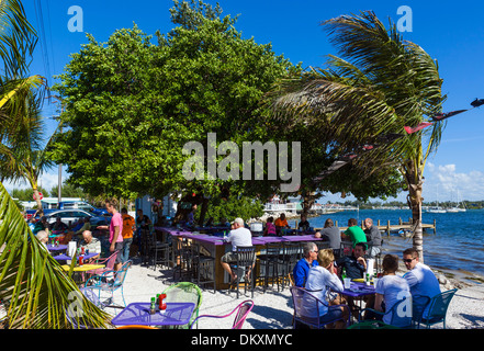 Waterfront bar at the Bridgetender Inn near Bridge Street pier, Bradenton Beach, Anna Maria Island, Gulf Coast, Florida, USA Stock Photo