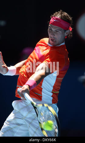 Jan 20, 2010 - Melbourne, Victoria, Australia - Tennis player RAFAEL NADAL (ESP) defeats L. Lacko (SVK) in straight sets 6-2, 6-2, 6-2 during round one, Day 3 of the Australian Open 2010. (Credit Image: © MM Images/ZUMApress.com) Stock Photo