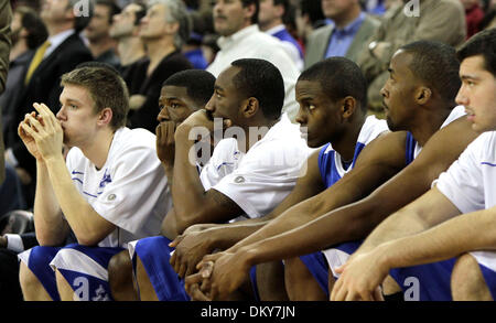 Jan. 26, 2010 - Columbia, Kentucky, USA - The UK bench watched the last 2 minutes of the game as the University of Kentucky were  defeated by the University of South Carolina in Colonial Life Arena in Columbia, SC., Tuesday, January, 26, 2010. This is second half action. SC won 68-62.  Photo by Charles Bertram | Staff (Credit Image: © Lexington Herald-Leader/ZUMApress.com) Stock Photo