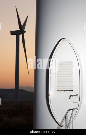 entrance to a windmill for renowable electric production Stock Photo