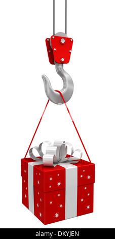 Gift on crane hook Stock Photo - Alamy