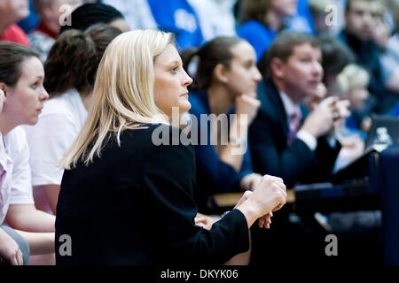 Feb. 11, 2010 - Durham, North Carolina, U.S - 11 February 2009: Kellie Harper Head Coach of NC State looks on..Duke gets a win over NC State 70- 39 at Cameron indoor stadium, Durham NC..Mandatory Credit: Mark Abbott / Southcreek Global (Credit Image: © Mark Abbott/Southcreek Global/ZUMApress.com) Stock Photo