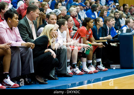 Feb. 11, 2010 - Durham, North Carolina, U.S - 11 February 2009: Wolfpack bench looks on..Duke gets a win over NC State 70- 39 at Cameron indoor stadium, Durham NC..Mandatory Credit: Mark Abbott / Southcreek Global (Credit Image: © Mark Abbott/Southcreek Global/ZUMApress.com) Stock Photo