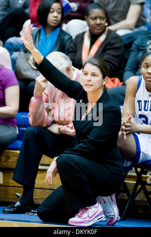 Feb. 11, 2010 - Durham, North Carolina, U.S - 11 February 2009: Dukes Head Coach Joanne P. McCallie calls out a play..Duke gets a win over NC State 70- 39 at Cameron indoor stadium, Durham NC..Mandatory Credit: Mark Abbott / Southcreek Global (Credit Image: © Mark Abbott/Southcreek Global/ZUMApress.com) Stock Photo