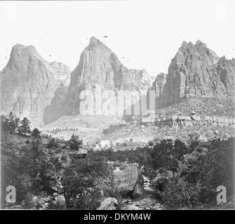 Zion National Park. The Three Patriarchs on the West side of Zion Canyon., 1871 - 1878 517738 Stock Photo