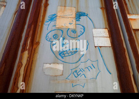 Graffiti of face on alley wall - Seoul, South Korea Stock Photo