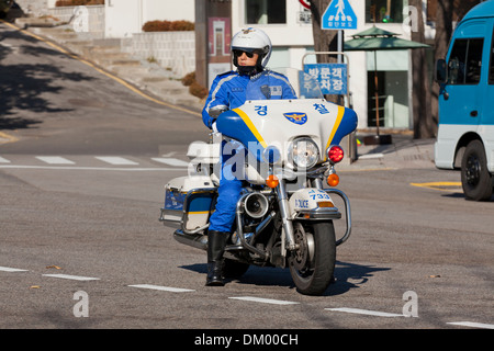 Motorcycle policeman - Seoul, South Korea Stock Photo