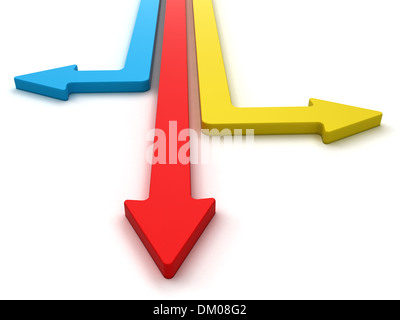 Arrows in three directions Stock Photo