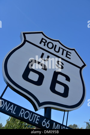 Giant Route 66 shield outside the National Route 66 Museum in Elk City, Oklahoma Stock Photo