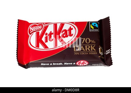 A dark Kit Kat chocolate-covered wafer, made by Nestlé. Stock Photo